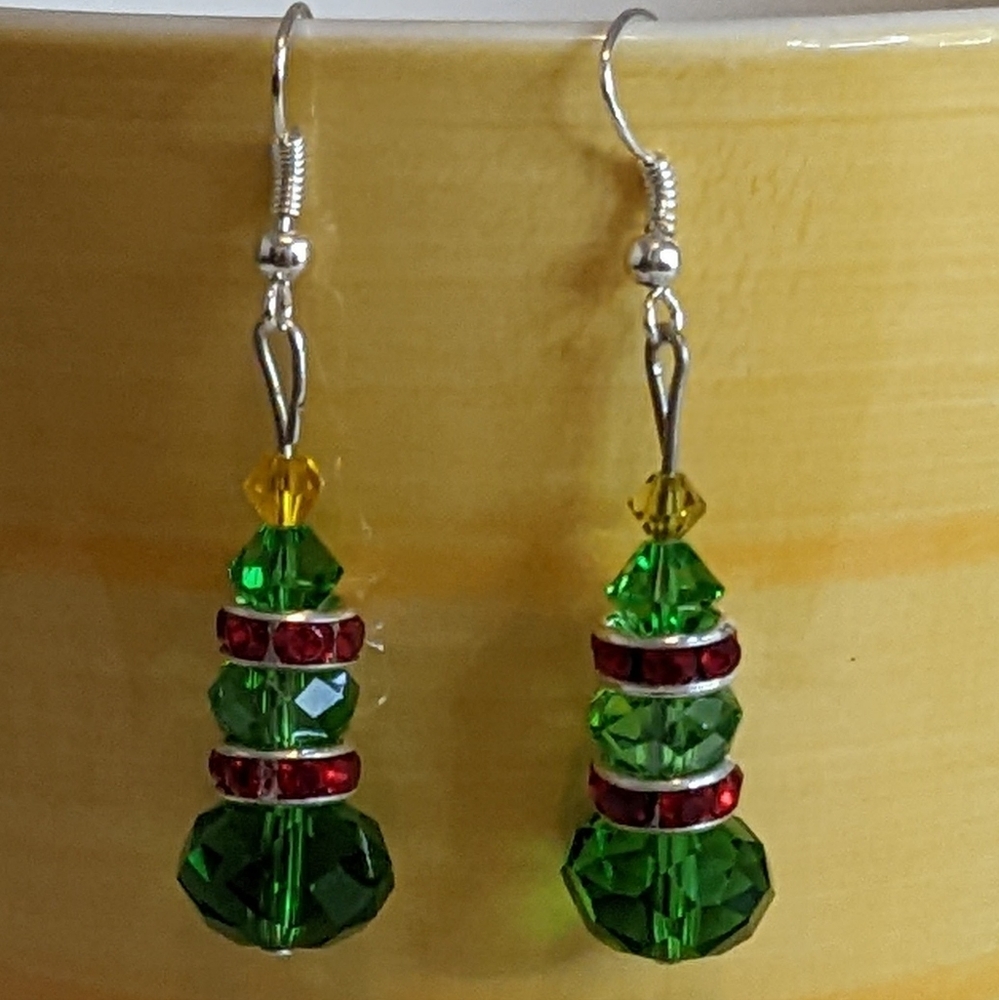 Christmas Tree earrings Swarovski Chrystals